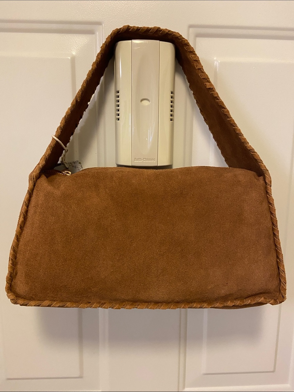 Haute Hippie Cognac Suede Woven-Trim Shoulder Bag - Picture 3 of 12